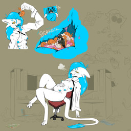 6_fingers abdominal_bulge ambiguous_fluids anthro bag beanie blue_eyebrows blue_hair blue_internal blue_nipples blue_tongue bodily_fluids bottomwear breasts breath burger chair chest_tuft claws clothing coat computer desk digitigrade doll double_uvula duo electronics extra_fingers extreme_size_difference eyebrows fangs female female_anthro fingers food furniture hair hat headgear headwear internal internal_oral internal_stomach larger_anthro larger_female male male/female male_human messy multi_breast navel nipples office_chair pants plushie rumbling_stomach saliva shrink_ray shrinking size_difference size_transformation sketch_background sleeping smaller_human smaller_male snout stomach_acid swallowing table tail teeth toe_claws tongue topwear transformation trash tuft uvula vore whiskers wrapper catbed_(artist) vargskelethor vinesauce voices_of_the_void dr._kel kerfur_omega_(votv) alien alien_humanoid aquatic ariral arthropod crustacean felid feline human humanoid mammal shrimp 1:1 absurd_res hi_res sketch