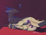 ambiguous_gender anus ball_tuft balls blue_body blue_eyes blue_fur blue_pawpads disembodied_hand duo feral fur genitals grey_body grey_fur light light_beam lying male male/ambiguous on_side pawpads paws pupils scales solo_focus stretched_anus tail tuft yellow_body yellow_pupils yellow_scales arcticos mythology arcticos_(character) dragon furred_dragon furred_scalie hybrid mythological_creature mythological_scalie scalie hi_res