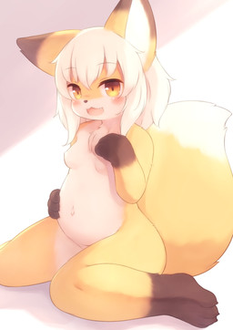 4_fingers 4_toes amber_eyes anthro belly blush blush_lines breasts brown_markings brown_nose brown_pupils chest_tuft claws countershade_face countershade_torso countershading cute_fangs ear_markings eyebrow_through_hair eyebrows eyelashes facial_markings fangs feet female fingers fluffy fluffy_tail front_view fur fur_tuft gloves_(marking) hair hand_on_belly handpaw head_markings iris kemono leg_markings light looking_at_viewer markings monotone_hair multicolored_body multicolored_ears multicolored_fur navel nipples nude open_mouth open_smile outie_navel paws pink_tongue plantigrade pregnant pregnant_female pupils simple_background sitting small_breasts smile smiling_at_viewer socks_(marking) solo tail teeth thin_eyebrows three-quarter_view toe_claws toes tongue translucent translucent_hair tuft two_tone_body two_tone_ears two_tone_fur two_tone_tail underage_pregnancy wariza white_background white_body white_countershading white_fur white_hair white_inner_ear white_tail yellow_body yellow_ears yellow_fur yellow_tail young young_anthro matsuura canid canine fox mammal 2021 colored digital_drawing_(artwork) digital_media_(artwork) full-length_portrait lighting portrait shaded