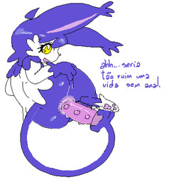 anal anal_masturbation anal_penetration anthro anthro_penetrated anus big_butt blue_body butt dialogue duo female female_penetrated fur genitals hair masturbation object_in_ass pawpads penetration sex_toy sex_toy_in_ass sex_toy_insertion solo tail tail_holding_object text white_body white_fur yellow_eyes scrambledeve dione_(bateryne) felid feline felis mammal aliasing binary_drawing digital_drawing_(artwork) digital_media_(artwork) portuguese_text translation_check translation_request