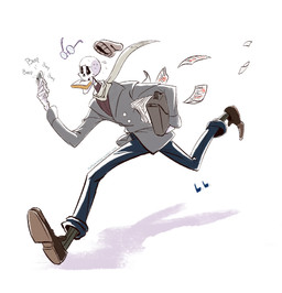 bone bread eat_and_run electronics eyewear food glasses not_furry phone running skeleton solo toast fluffymilktea undertale undertale_(series) gaster animated_skeleton undead absurd_res hi_res