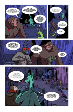 anthro blue_body blue_scales boots brown_body brown_fur clenched_teeth clothed clothing detailed_background dialogue dot_eyes empty_eyes fangs footwear fur green_body green_skin hoodie hooves male nude red_eyes scales scarf shoes simple_eyes speech_bubble teeth text toothy_grin topwear underground mustachemutt american_mythology mythology mothman american_opossum ape arthropod chupacabra cryptid haplorhine humanoid insect lepidopteran mammal marsupial moth primate sasquatch virginia_opossum comic digital_media_(artwork) english_text hi_res