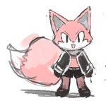 ambiguous_gender anthro clothing fur pink_body pink_fur simple_background solo standing bronzecatworld canid canine fox mammal digital_media_(artwork) low_res oekaki