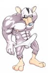 anthro balls clothed clothing erection erection_under_clothing genitals male muscular muscular_anthro muscular_male nipples simple_background solo white_background cobaltcerberus oscar_martin's_solo ratas mammal murid murine rat rodent hi_res