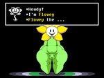 balls big_butt black_background black_eyes butt dialogue_box flaccid flower genitals grass green_body hand_on_butt male on_ground outside penis petals plant simple_background smile solo standing teeth text text_box thick_thighs yellow_petals melomor undertale undertale_(series) flowey_the_flower elemental_creature elemental_humanoid flora_fauna flower_creature humanoid plant_humanoid 2023 4:3 absurd_res digital_media_(artwork) hi_res pixel_(artwork)