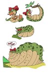 belly big_belly female female_pred feral green_body group huge_belly obese oral_vore overweight simple_background text trio vore weight_gain white_background agouti-rex domestic_pig mammal reptile scalie snake suid suine sus_(pig) 2012 comic