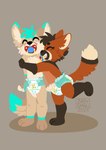 ambiguous_gender anthro baby clothed clothing diaper duo hug object_in_mouth pacifier pacifier_in_mouth tryagains_(diaper) wearing_diaper wetness_indicator young wuta-tumaki pretend_again try_agains canid canine fennec_fox fox mammal true_fox absurd_res hi_res