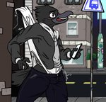 anthro blush bottomwear briefs bulge cigarette city clothing denim denim_bottomwear denim_clothing genital_torture humiliation jeans male open_mouth pain pants public solo stretching tobacco_crow topwear underwear wedgie white_clothing white_underwear mysticfluff avian bird hi_res