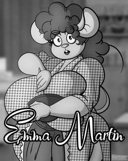 5_fingers anthro big_breasts bowl breasts buckteeth clothing container cosplay female fingers fur hair huge_breasts humanoid_hands mature_anthro mature_female shirt solo teeth topwear sketchybug gwen_geek i_love_lucy emma_martin lucy_ricardo mammal mouse murid murine rodent 4:5 greyscale hi_res monochrome