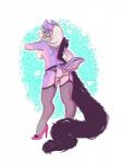 anthro biped blush boa_(clothing) breasts clothing female footwear fur furgonomics garter_belt garter_straps hair high_heels legwear lingerie shoes smile solo stockings tail tail_clothing boopeep dokuga australian_shepherd canid canine canis domestic_dog herding_dog mammal pastoral_dog sheepdog 2014 hi_res