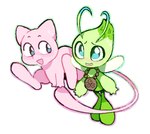 ambiguous_gender antennae_(anatomy) anthro blue_eyes blush bow_ribbon duo green_body looking_at_another open_mouth pink_body simple_background tail teal_eyes sleepy_cheeky nintendo pokemon astra_(sleepy_cheeky) pecha_(sleepy_cheeky) celebi generation_1_pokemon generation_2_pokemon humanoid legendary_pokemon mew_(pokemon) pokemon_(species) 2024 female_(lore)