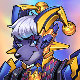 anthro armor blue_eyes clothed clothed_anthro clothed_female clothing eye_scar facial_scar female fur hair jester purple_body purple_fur scar science_fiction solo white_hair jooshy marius_(fursona) mammal mustelid otter 1:1 hi_res