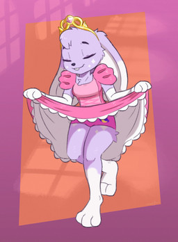 alternative_fashion anthro barefoot bowing boy_shorts breasts clothed clothing clothing_lift crown curtsey dipstick_ears dress dress_lift ear_markings eyes_closed feet female frilly frilly_clothing frilly_dress fur gloves handwear headgear hime_lolita hindpaw humanoid_hands j-fashion leg_markings lolita_(fashion) markings multicolored_ears oblivious panties paws pink_clothing pink_dress pink_panties pink_underwear princess print_clothing print_panties print_underwear royalty simple_background socks_(marking) solo standing star_(marking) tiara underwear upskirt moodytail pon_pon lagomorph leporid mammal rabbit 2025 absurd_res digital_media_(artwork) hi_res