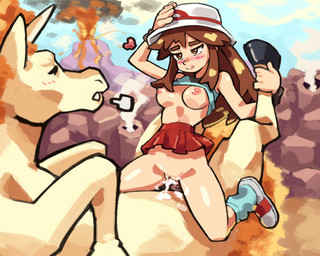 bestiality big_breasts blush bodily_fluids breasts clothed clothing clothing_lift cowgirl_position cum cum_in_vagina cum_inside duo female female_human female_on_feral feral feral_penetrating feral_penetrating_human footwear from_front_position genital_fluids genitals heart_symbol holding_leg human_on_feral human_penetrated humanoid_genitalia humanoid_vulva interspecies larger_male leaking_vagina looking_pleasured male male/female male_feral on_bottom on_top penetration penile penile_penetration penis_in_vagina pokephilia sex shoes size_difference smaller_female smaller_penetrated sneakers tongue tongue_out vaginal vaginal_penetration volcanic_eruption vulva lu_blu nintendo pokemon leaf_(pokemon) equid equine generation_1_pokemon human mammal pokemon_(species) rapidash hi_res