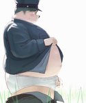 anthro belly big_belly black_nose blush bodily_fluids bottomwear bottomwear_down briefs butt clothed clothing eyewear flaccid fur genital_fluids genitals glasses hat headgear headwear humanoid_genitalia humanoid_hands humanoid_penis kemono male outside overweight overweight_anthro overweight_male pants pants_down partially_clothed peeing penis penis_poking_out penis_through_fly shirt solo sweat tighty_whities topwear underwear urine white_body white_briefs white_clothing white_fur white_underwear sv_grart canid canine canis domestic_dog mammal 2020 censored hi_res