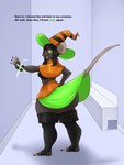 anthro big_butt butt clothing dialogue female hat headgear headwear huge_butt legwear solo text thick_thighs thigh_highs witch_hat lurking_tyger mammal rodent 3:4 english_text hi_res tagme