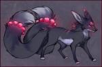 3_eyes ambiguous_gender feral fur glowing glowing_eyes grey_body grey_fur multi_eye multi_tail solo tail dagger_leonelli asian_mythology east_asian_mythology japanese_mythology mythology canid canine fox fox_spirit mammal 2014