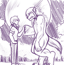 anthro biped breasts clothed clothed_human clothing collar digitigrade duo eye_contact female full_moon hair hand_on_hip holding_leash holding_object leash leashed_collar looking_at_another moon night nude_anthro outside plant plantigrade ponytail sharp_teeth side_view smile snout standing tail teeth tree perfectduwang mythology canid canine canis human mammal mythological_canine mythological_creature werecanid werecanine werecreature werewolf wolf 2021 hi_res monochrome sketch