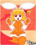 4:5 anthro blonde_hair blood bodily_fluids bodysuit carrot_(one_piece) clothing female flying fur glistening glistening_body gloves hair handwear heart_eyes heart_symbol hi_res lagomorph latex latex_clothing legwear leporid looking_at_viewer mammal nosebleed one-piece_swimsuit one_piece orange_clothing panties rabbit sanji_(one_piece) sillyniko simple_background skinsuit solo swimwear thick_thighs thigh_highs tight_clothing underwear white_body white_fur wide_hips