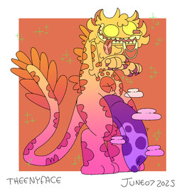 animal_genitalia animal_penis bodily_fluids canine_genitalia canine_penis claws digitigrade genitals goofy_smile gradient long_tail lube_on_penis male musk orange_body penis saliva solo sparkles tail tongue tongue_out yellow_eyes theenyface lonthion hi_res