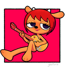blush electric_guitar female fur guitar hair horn musical_instrument nude orange_body orange_fur plucked_string_instrument red_hair solo string_instrument gaturo parappa_the_rapper sony_corporation sony_interactive_entertainment um_jammer_lammy lammy_lamb bovid caprine mammal sheep hi_res