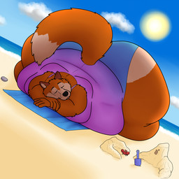 anthro beach beach_towel belly belly_squish big_belly big_butt butt chubby_cheeks clothed clothing dipstick_tail eyes_closed fur furgonomics huge_butt hyper hyper_butt lying male markings morbidly_obese morbidly_obese_anthro morbidly_obese_male obese obese_anthro obese_male on_front one-piece_swimsuit orange_body orange_fur outside overweight overweight_anthro overweight_male resting_on_arms sand sleeping solo squish swimwear tail tail_clothing tail_markings thick_thighs towel water wide_hips mongrel_mika mo_pawl ambient_arthropod ambient_crab ambient_crustacean ambient_sealife canid canine fox mammal 1:1 hi_res