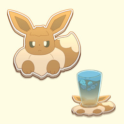 ambiguous_gender beverage brown_body brown_fur coaster eyes_closed feral flattened fur ice ice_cube implied_transformation inanimate_transformation mane open_mouth paws simple_background solo tan_body tan_fur transformation kareha_21909 nintendo pokemon animate_inanimate eevee generation_1_pokemon pokemon_(species) 1:1 hi_res