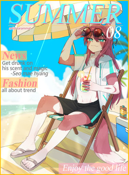 5_fingers 5_toes anthro arm_markings arm_tuft arms_bent bangs beach beach_umbrella bent_legs beverage biped black_bottomwear black_clothing black_shorts blue_text blurred_background blush blush_lines blushing_at_viewer bottomwear chair cheek_tuft chest_tuft closed_smile clothed clothed_anthro clothed_male clothing cloud container countershade_face countershade_fur countershade_legs countershade_neck countershade_torso countershading cup day depth_of_field dipstick_fingers dipstick_tail drawstring drawstring_clothing drawstring_hoodie drawstring_topwear drinking_straw elbow_tuft eyebrows eyelashes eyewear facial_tuft feet femboy fingerless_(marking) fingers footwear front_view fully_clothed fully_clothed_anthro fully_clothed_male fur fur_markings fur_tuft furniture grey_clothing grey_footwear grey_sandals grey_shoes grey_text hair hair_between_eyes holding_beverage holding_container holding_cup holding_object hood_down hoodie humanoid_feet humanoid_hands inner_ear_fluff iris kemono knee_tuft leg_markings leg_tuft long_hair looking_at_viewer male male_anthro markings modelling monotone_hair mouth_closed multicolored_body multicolored_fur nails navel on_chair open_clothing open_hoodie open_topwear outside palm_tree parasol pink_text plant plantigrade pupils purple_body purple_ears purple_fingers purple_fur purple_hair purple_markings purple_tail purple_text purple_tuft round_sunglasses sandals sea seaside shadow shoes shorts sitting sitting_on_chair slim slim_anthro slim_male small_nose smile smiling_at_viewer socks_(marking) solo summer sunglasses tail tail_markings tan_body tan_fur tan_markings teal_eyes text three-quarter_view toenails toes topwear tree tropical tuft water white_body white_clothing white_countershading white_eyebrows white_fur white_hoodie white_inner_ear white_inner_ear_fluff white_markings white_pupils white_sclera white_tail_tip white_text white_topwear white_tuft matmat seo_mae_hyang_(assy3194) canid canine fox mammal cover english_text full-length_portrait hi_res korean_description magazine_cover portrait translated_description