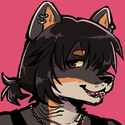 ambiguous_gender anthro black_body black_fur black_hair fur hair piercing ponytail short solo babydawg canid canine canis domestic_dog mammal shiba_inu spitz 1:1 hi_res icon