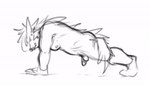 anthro balls beard butt circumcised exercise facial_hair genitals male nude nude_anthro nude_workout penis push-up solo swinging_penis tail workout worgiemaniac canid canine canis mammal wolf animated sketch