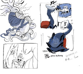 2_horns 4_horns 6_eyes 6_legs ambiguous/ambiguous ambiguous_gender antennae_(anatomy) anthro apode arthropod_abdomen arthropod_abdomen_genitalia arthropod_abdomen_penetration arthropod_abdomen_vulva black_body black_eyes blue_body blue_cloak blue_cloth blue_clothing blue_eyes blue_insides blush blush_lines bodily_fluids bottomless bottomless_anthro bottomless_taur cloak clothed clothing dripping drooling emanata excessive_drooling eyewear female female/female feral genital_fluids genitals gesture glasses group hand_gesture heart_symbol holding_partner horn husband_and_wife internal internal_oral kissing larger_female larger_pred laugh legless long_neck married_couple mask masturbation multi_eye multi_horn penetration plant red_shell saliva saliva_string scared sex shell short_tail simple_background size_difference smaller_female struggling struggling_prey swallowing sweat sweatdrop tail tentacle_in_vagina tentacle_penetration tentacle_sex tentacles text thumbs_up translucent translucent_body tree tremble_lines tremble_spikes vaginal vaginal_fluid_drip vaginal_fluids vaginal_masturbation vaginal_penetration vore vulva wearing_glasses wearing_mask white_background white_body white_head white_robes white_tentacles evil_otter hollow_knight_(franchise) team_cherry herrah_(hollow_knight) pale_king_(hollow_knight) the_knight_(hollow_knight) white_lady_(hollow_knight) willoh_(hollow_knight) arthropod arthropod_taur elemental_creature flora_fauna insect insect_taur taur treant vessel_(species) weaver_(hollow_knight) 2025 chinese_text digital_media_(artwork) sketch sketch_page translation_request female_(lore) male_(lore) nonbinary_(lore)