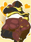 anthro ass_out big_butt bodily_fluids body_hair bottomwear bottomwear_down butt butt_hair clothed clothing fingering fracphoria_the_deity genital_fluids genitals heart_symbol looking_at_viewer looking_back looking_back_at_viewer male pants pants_down partially_clothed penis penis_backwards precum solo ericphoria canid canine canis domestic_dog mammal molosser pug small_molosser toy_dog absurd_res hi_res