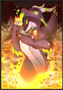 armor blush bone border building cape clothing female feral flying grey_border heart_symbol kissing lava male male/female purple_body shield skeleton skull tongue tongue_out white_body wings unknown_artist mythology o_hear_thee oberon_(oth) roselia_(oth) dragon humanoid mythological_creature mythological_scalie scalie
