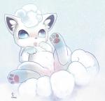 blue_eyes female feral fur genitals hair lying multi_tail open_mouth pawpads paws pussy simple_background snow solo tail white_body white_fur white_hair rag._(artist) nintendo pokemon alolan_form alolan_vulpix canid canine generation_7_pokemon mammal pokemon_(species) regional_form_(pokemon) 2016 hi_res watermark