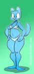 anthro blue_body bra breasts camel_toe clothing female mature_anthro mature_female nipple_outline slightly_chubby solo standing underwear groggyghoul cartoon_network the_amazing_world_of_gumball nicole_watterson felid mammal hi_res