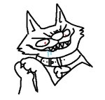 ambiguous_gender bodily_fluids collar drooling evil_grin feral handpaw humor paws red_eyes saliva semi-anthro sharp_teeth simple_background smile solo teeth white_background maligaytor canid canine mammal 2022 aliasing bust_portrait digital_drawing_(artwork) digital_media_(artwork) microsoft_paint_(artwork) portrait reaction_image spot_color