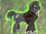 alternate_species feral male ponification quadruped raised_leg side_view solo standing tail water gwenroyal harry_potter_(series) hasbro my_little_pony severus_snape equid equine horse mammal pony absurd_res full-length_portrait hi_res painting_(artwork) portrait traditional_media_(artwork)