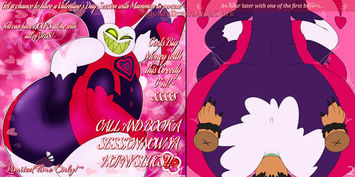 anthro bent_over clothing doggystyle duo from_behind_position holidays male male/male pose self_insert sex solo standing text torn_clothing alonzodrawsafterdark hellaverse helluva_boss valentine's_day alonzo_griggs_(alonzodrawsafterdark) mammon_(helluva_boss) bovid caprine demon half_human human humanoid hybrid mammal sheep spider_demon absurd_res english_text hi_res