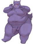 anthro areola balls belly belly_overhang big_balls big_belly big_moobs big_penis blush chest_tuft claw_pose claws crotch_tuft feet flaccid fluffy fluffy_tail foreskin fur genitals huge_balls huge_belly huge_moobs huge_penis humanoid_genitalia humanoid_penis inverted_nipples looking_at_viewer love_handles male moobs navel nipples nude obese obese_anthro obese_male on_one_leg one_eye_closed overweight overweight_anthro overweight_male penis pose purple_body purple_fur red_sclera simple_background small_feet smile solo sparkles standing tail teeth thick_arms thick_penis thick_thighs tongue tongue_out tuft unretracted_foreskin white_background wink khunowen3 nintendo pokemon generation_1_pokemon gengar pokemon_(species) 2024 hi_res