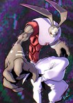 5_fingers anthro bottomwear clothing female fingers red_eyes solo topwear veiny_arms carloromero bandai_namco digimon digimon_ghost_game antylamon digimon_(species) lagomorph leporid mammal rabbit 2022 hi_res watermark