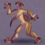 anthro dancing floppy_ears fur happy head_feet head_hands male markings multi_head open_mouth solo spots spotted_body spotted_fur tongue tongue_out what_has_science_done fetishame herpestid mammal meerkat 1:1 hi_res