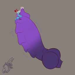 anthro blue_body blue_feathers bodily_fluids duo erection feathers genital_fluids genitals grey_background heart_symbol hugging_penis knot knot_root knotted_penis macro male male/male micro micro_on_penis penis precum precum_on_head purple_penis simple_background throbbing throbbing_penis zeanlain walkie zeanlain_(character) accipitrid accipitriform avian bird corvid eagle harpy_eagle jay_(bird) oscine passerine 1:1 2021 colored hi_res signature