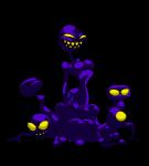 black_goo breasts butt featureless_breasts female group long_tongue monster_girl_(genre) sharp_teeth tar teeth tongue yellow_eyes minigun_(artist) shantae_(series) wayforward mudslasher goo_creature monster mud_bog_creature 2d_animation animated short_playtime