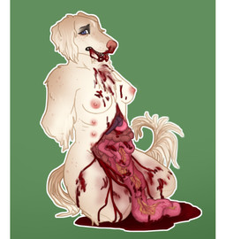 4_missing_limbs amputee anthro blood blood_on_mouth bodily_fluids breasts disability disembowelment female gore gore_focus guts intestines multi_nipple nipples nosebleed nude organs quadruple_amputee solo deermary caroline canid canine canis domestic_dog hunting_dog mammal saluki sighthound pillarbox