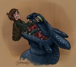 2017 5_fingers absurd_res anthro bestiality black_body black_scales blush bodily_fluids brown_background brown_hair chromosomefarm digital_drawing_(artwork) digital_media_(artwork) dragon dragon_on_human dreamworks duo erection european_mythology eye_contact feral fingers fur_coat genitals green_sclera hair hi_res hiccup_horrendous_haddock_iii how_to_train_your_dragon human human_on_anthro human_on_feral interspecies looking_at_another male male/male mammal mythological_creature mythological_scalie mythology night_fury open_mouth penis scales scalie sharp_teeth short_hair signature simple_background size_difference smile soft_vore sweat sweaty_hair teeth tongue_on_penis toothless viking vore western_dragon
