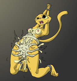 anthro bodily_fluids bound breasts drooling female forced multicolored_body nipples orgasm_face rape saliva sex simple_background solo tail tail_around_partner two_tone_body vaginal yellow_body niannn alien_(franchise) microsoft prequel_adventure the_elder_scrolls katia_managan alien facehugger felid feline khajiit mammal story story_in_description
