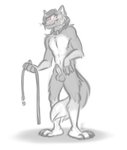 anthro balls blush collar crooked_smile erection genitals leash male penis solo nicnak044 canid canine canis mammal wolf hi_res sketch