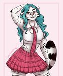 anthro blue_hair breasts brown_eyes curls curly_hair curvy_figure female hair hourglass_figure pose solo stripes suggestive cynthiafeline cynthia_(cynthiafeline) felid mammal pantherine tiger cynthia_(disambiguation) digital_media_(artwork) hi_res pinup