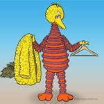 1:1 3_fingers 3_toes anthro avian big_bird_(sesame_street) bird clothes_hanger clothing coat compression_artifacts cursed cursed_image ed_harrington feathers feet fingers gradient_background holding_clothing holding_object jacket male markings nude orange_body pink_stripes purple_eyelids ring_(marking) sesame_street simple_background solo standing stripes text thanks_i_hate_it toes topwear url white_body white_feathers yellow_body yellow_clothing yellow_coat yellow_feathers yellow_jacket_(clothing) yellow_topwear