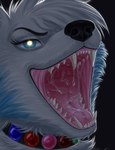 blue_eyes bodily_fluids female feral fur mouth_shot open_mouth saliva solo teeth tongue uvula white_body white_fur vassylier canid canine canis mammal wolf digital_media_(artwork) digital_painting_(artwork) hi_res painting_(artwork)